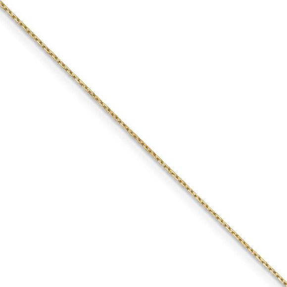 0.8mm 14k Yellow Gold Solid D/C Cable Chain Necklace 16 Inch